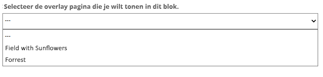 overlay opmaakblok dropdown