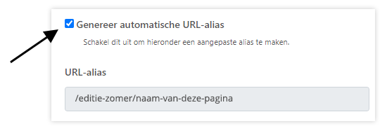 Pagina instellingen - url wijzigen