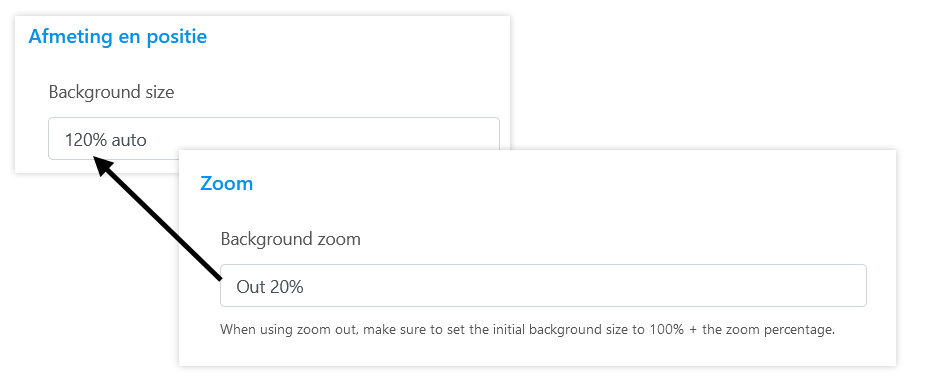 Page settings for background zoom