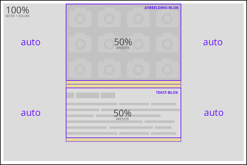 positie en afmeting instellen met breedte in percentage