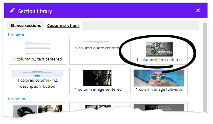 Section library - add video