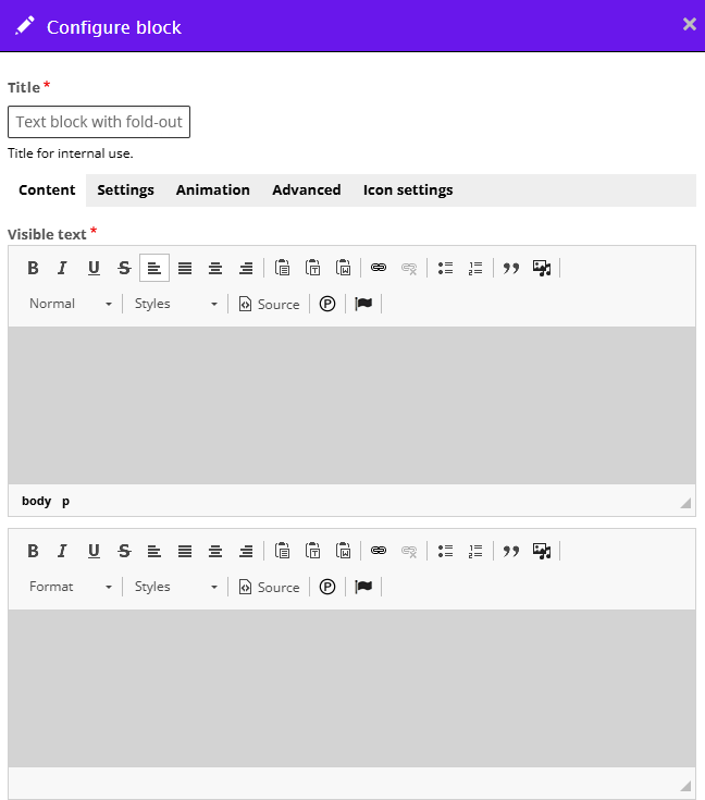 Text with fold-out