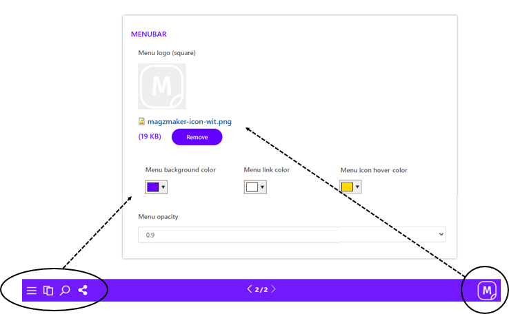 Edition settings menu bar