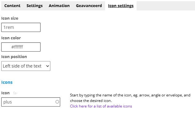 Edit screen: text with popup icon settings