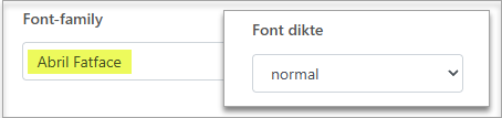 Voorbeeld font instellingen