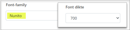 Voorbeeld font instellingen