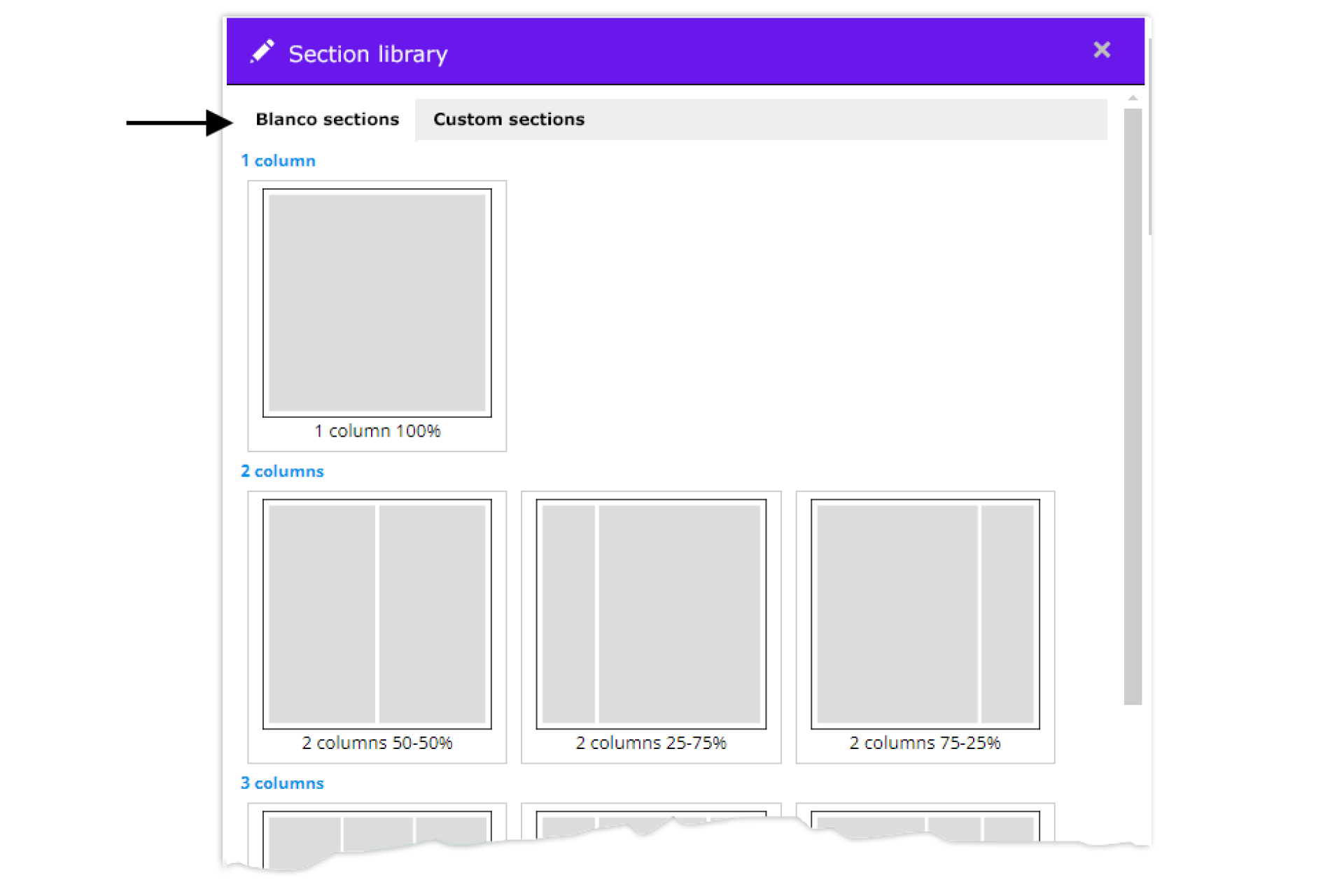 Section library - blanco sections